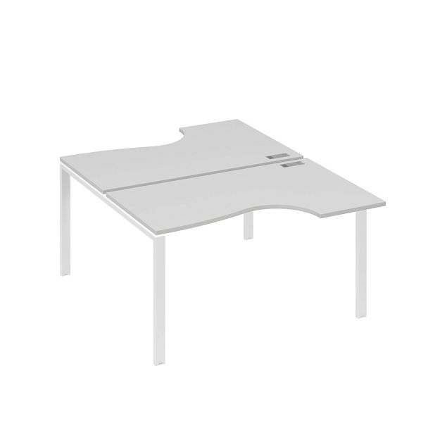 Рабочая станция (2х140) каркас UNO со столами Классика A4 А4 Б1 184 БП серый / металлокаркас белый - Вид 1