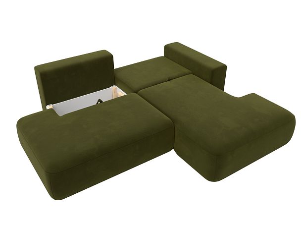 Диван угловой Лига-036 Модерн правый угол Микровельвет зеленый - Вид 2