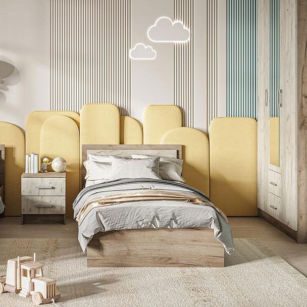 ГАРМОНИЯ КР 603 кровать (0,952х0,7х2,032) дуб крафт белый/дуб крафт серый - Вид 3