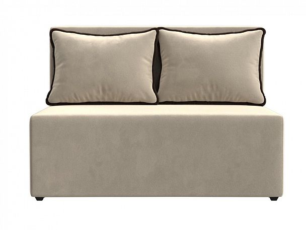 Диван прямой Лагуна (полностью микровельвет беж, кант микровельвет кор) - Вид 2