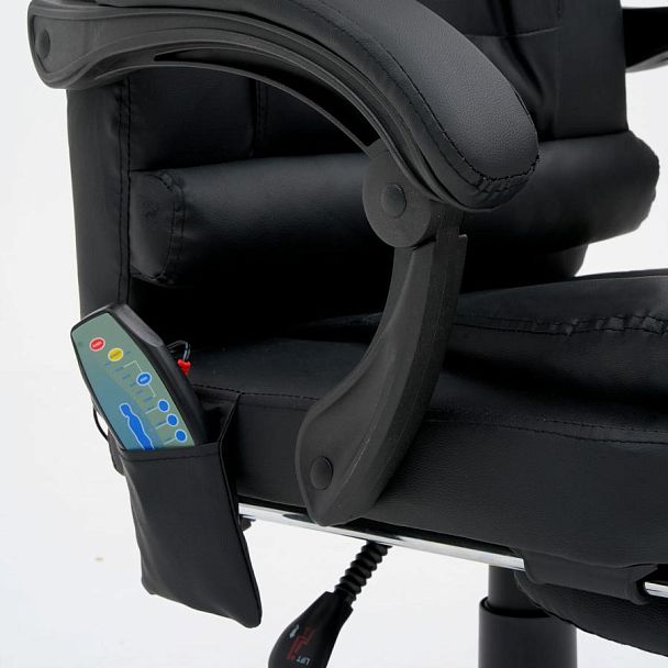 Кресло офисное CROMEX "Lounge MS-007", подножка, 6 массажных модулей, экокожа, черное, 532960 - Вид 16