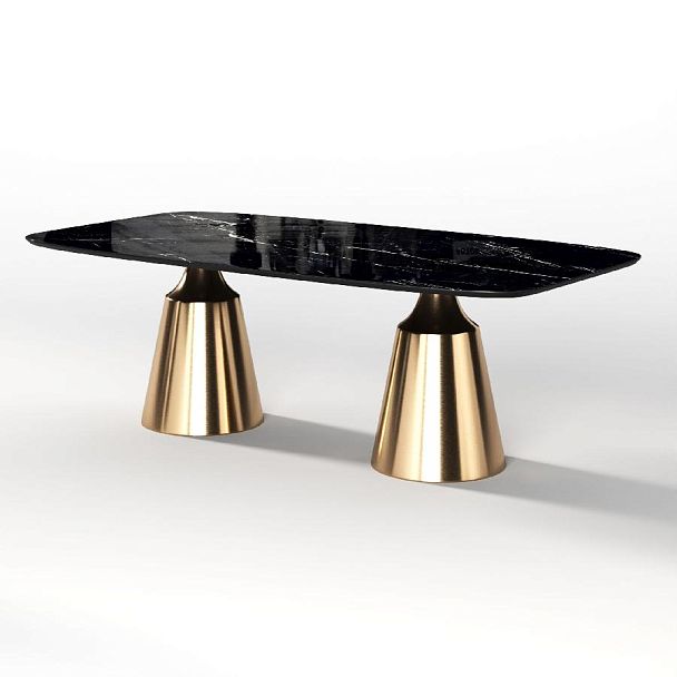 Стол овальный Lucas 230, керамика глянцевая, черная - Вид 2