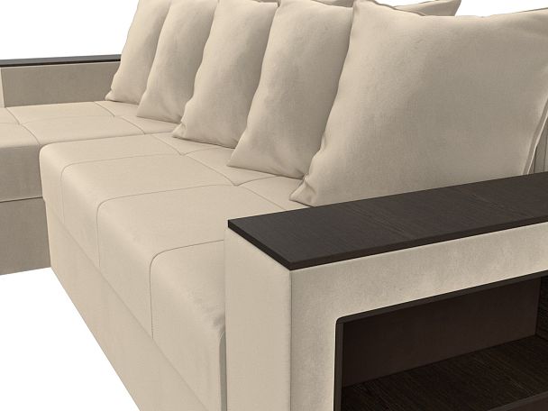 Диван угловой Дубай Лайт угол левый (полностью микровельвет бежевый) - Вид 4