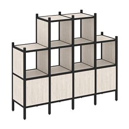 Loft Прямой стеллаж наборный VR.L-16 Денвер светлый/Чёрный металл 1694*446*1458 - Фото предпросмотра