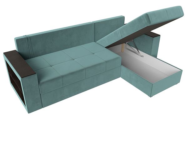 Диван угловой Дубай Лайт угол правый (полностью велюр бирюзовый) - Вид 7