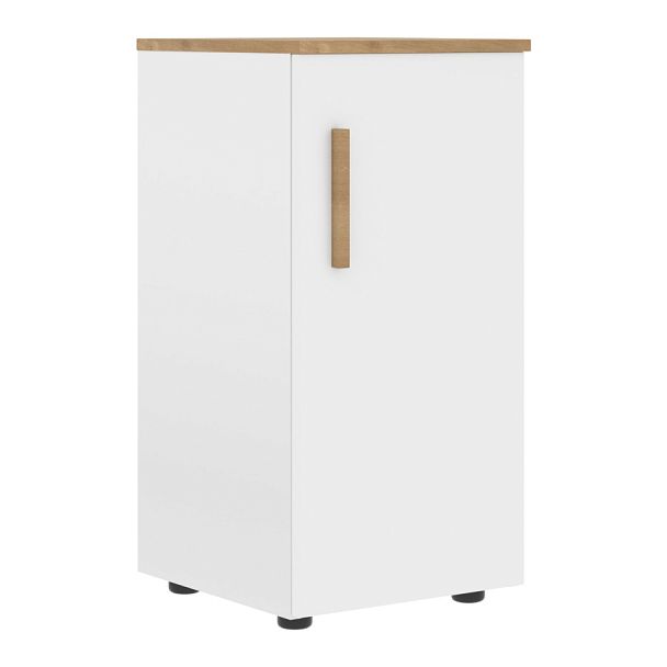 Шкаф колонка с глухой малой дверью (R) и топом FLC 40.1(R) Белый премиум/Дуб Гамильтон 404х429х818 - Вид 1