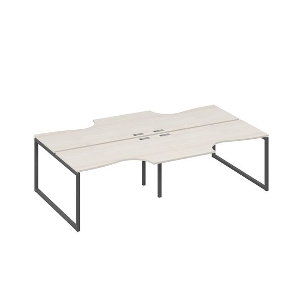 Рабочая станция (4х140) столы Классика каркас QUATTRO A4 А4 Б4 184-2 БП дуб / металлокаркас антрацит - Вид 1