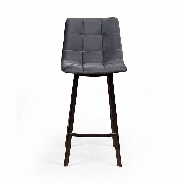 Стул полубарный UNO, бархат серый 27 / чёрный профиль - Вид 3