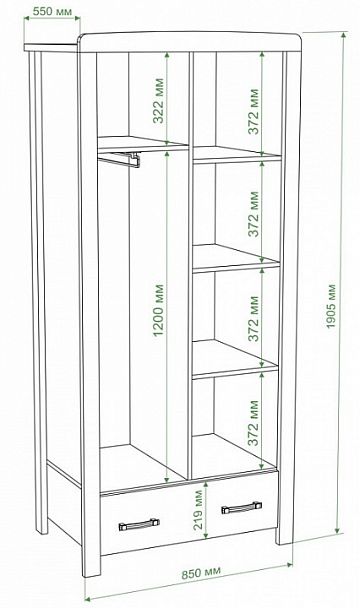 Шкаф платяной Бартоло Ш2Д Карамель - Вид 2