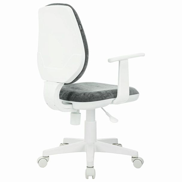 Кресло детское BRABIX "Fancy MG-201W", с подлокотниками, пластик белый, велюр, серое, 533010 - Вид 5