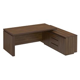 Стол руководителя на опорной тумбе Mark-II МК 136-2 орех тоскана - Фото предпросмотра