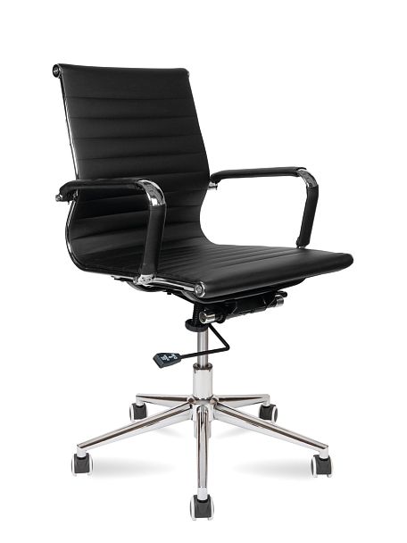 Кресло Техно LB / хром / черная экокожа - Вид 1