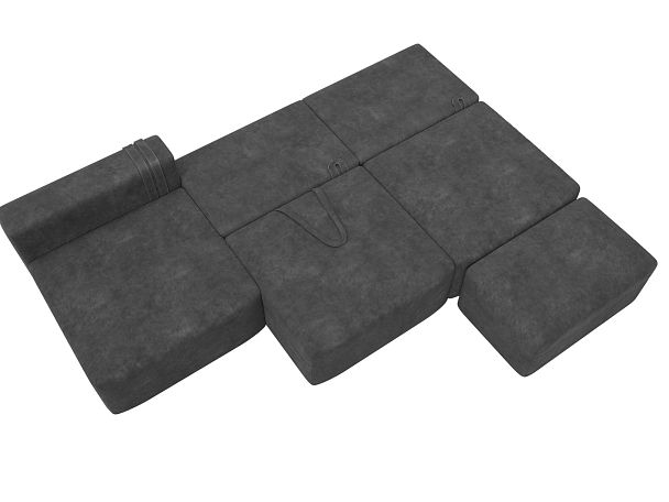 Диван угловой модульный с пуфом Лига-060 НПБ Лонг угол универсальный Велюр серый - Вид 8