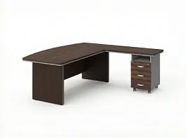 BRL RB071-160x200R Стол рук-ля угловой R с тумбой 3 ящика 1600х2000х760 Венге/Серый вулканический - Фото предпросмотра