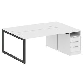 Metal System Quattro Р. ст. с тумбой на О-образном м/к 50БО.РС-СТП-2.4 Белый/Антрацит металл 2012*1475*750 - Фото предпросмотра