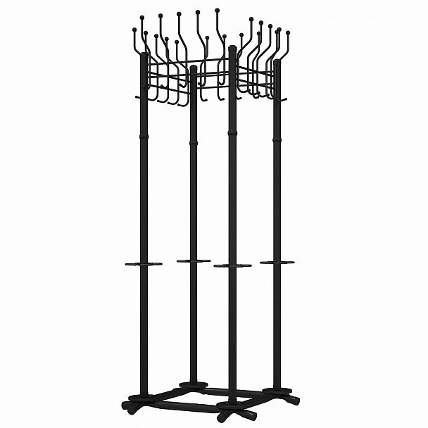 Вешалка напольная на 20 крючков с держателем для зонтов "Гардикс-4", металл, черная - Вид 2