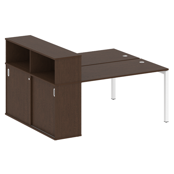 Metal System Quattro Р. ст. с шкафом-купе на П-образном м/к 50БП.РС-СШК-2.3 Т Венге/Белый металл 1810*1475*1098 - Вид 1