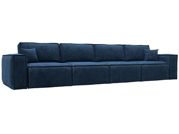Диван прямой Лига-081 НПБ МегаЛонг Велюр синий - Вид 1
