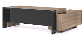 LAVA Стол на опорной тумбе 223 126/DC/16+ 303Z/DC/DC.07 ГАВАНА/СЕРЫЙ ГЛЯНЕЦ 223x178xh76см "LAVA"  ТК-002907034431 светлый дуб - Фото предпросмотра