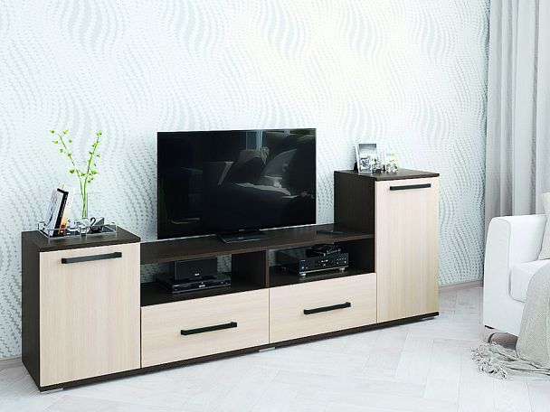 Тумба ТВ Парус-2 (750х2000х375) венге/дуб молочный - Вид 1