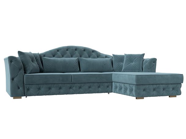 Диван угловой Артис правый угол Велюр бирюзовый - Вид 1