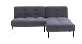 Monaco диван-кровать с шезлонгом, без подлокотников, бархат серый 27 - Фото предпросмотра