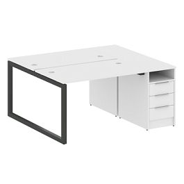 Metal System Quattro Р. ст. с тумбой на О-образном м/к 50БО.РС-СТП-2.2 Белый/Антрацит металл 1612*1475*750 - Фото предпросмотра