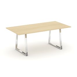 Style Project Direct Lux Стол переговорный M-SN-6T1.SPRG-198.3 Акация Лорка/Нержавеющая Сталь/Хром 1980*980*25 - Фото предпросмотра