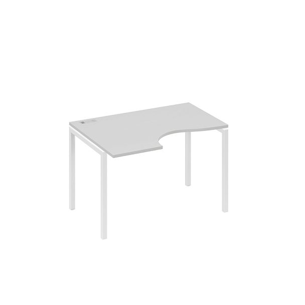 Стол эргономичный левый "Классика" на металлокаркасе DUE A4 А4 Б2 041 БП серый / металлокаркас белый - Вид 1