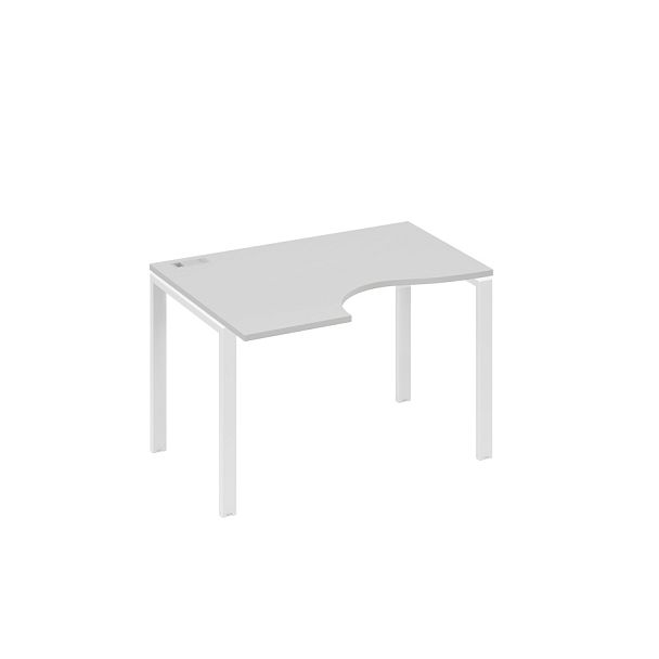 Стол эргономичный левый "Классика" на металлокаркасе UNO A4 А4 Б1 041 БП серый / металлокаркас белый - Вид 1