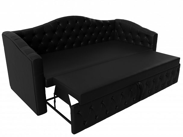 Прямой диван Мечта (полностью экокожа черная) - Вид 6
