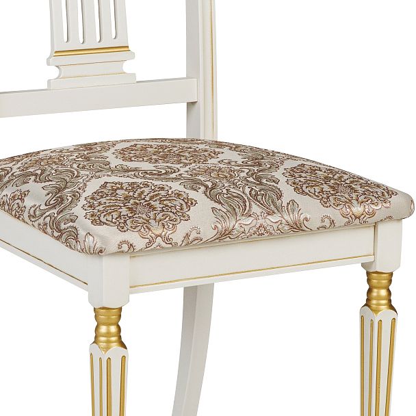 Комплект деревянных стульев с мягким сиденьем Мендельс Слоновая кость золотая патина/Бежевый жаккард, 2 шт. - Вид 12