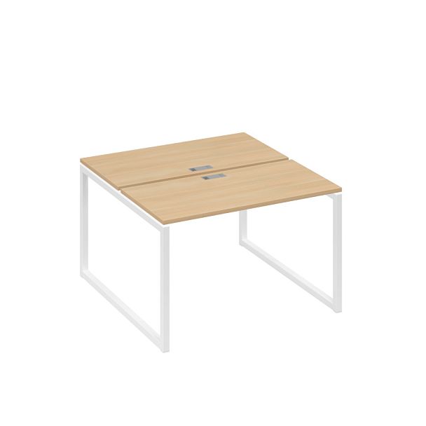 Рабочая станция с опорами QUATTRO (2х120) A4 А4 Б4 170 БП натуральный дуб / металлокаркас белый - Вид 1