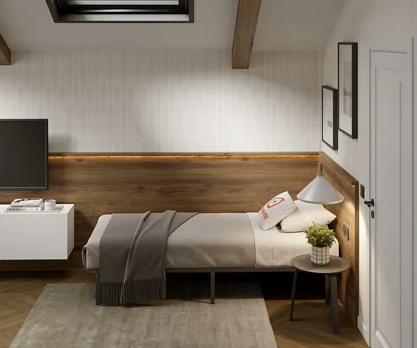 Кровать - подиум металлическая София 1200*2000, цвет черный - Вид 5