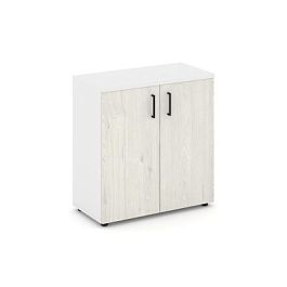 Style Project Шкаф низкий широкий SN.STS-301 Белый/Белый/Дуб Наварра/Черный Ручки 796*400*833 - Фото предпросмотра