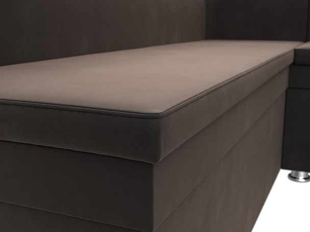 Кухонный угловой диван Уют правый (полностью велюр коричневый) - Вид 4