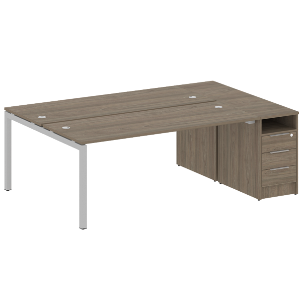 Metal System Quattro Р. ст. с тумбой на П-образном м/к 50БП.РС-СТП-2.5 Вяз/Серый металл 2212*1475*750 - Вид 1