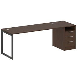 Metal System Quattro Р. ст. с тумбой на О-образном м/к 40БО.РС-СТП-1.5 Венге/Антрацит металл 2212*720*750 - Фото предпросмотра