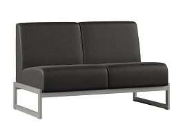 Диван Everprof Solo двухместный Металл Серый Экокожа Черный - Фото предпросмотра