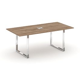 Style Project Direct Lux Стол переговорный M-SN-6O.SPRG-198 Дуб Табак/Нержавеющая Сталь/Хром 1980*980*25 - Фото предпросмотра