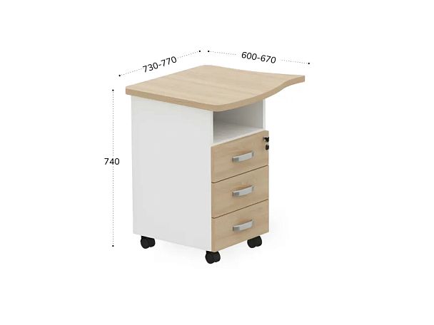 БЕРЛИН / BERLIN Тумба приставная левая 730х600х740 Акация/Белый - Вид 2