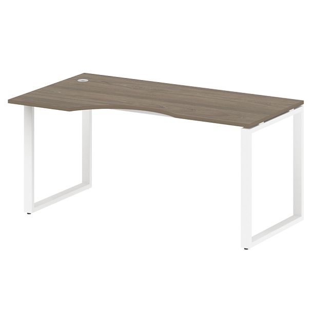 Metal System Стол криволинейный левый на О-образном м/к БО.СА-1 (L) Вяз/Белый металл 1600*900*750 - Вид 1