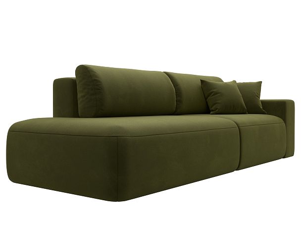 Диван прямой Лига-036 Модерн подлокотник справа Микровельвет зеленый - Вид 4
