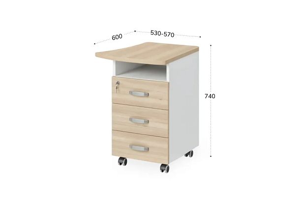 БЕРЛИН / BERLIN Тумба приставная правая 530х600х740 Акация/Белый - Вид 2