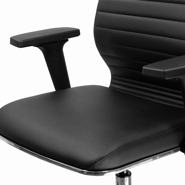 Кресло МЕТТА "ErgoLife" 10 B1-117D, хром, синхромеханизм, 2D-подлокотники, экокожа, черное - Вид 8