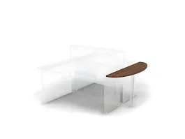 БЕРЛИН / BERLIN Приставной элемент для 2 столов с перегородкой (без опоры) 1300х400х28 Орех Вармия - Фото предпросмотра