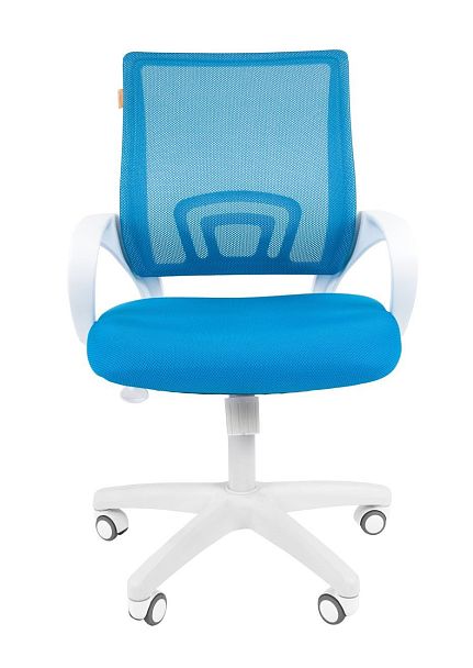 Кресло CHAIRMAN 696, пластик белый, ткань TW/сетчатый акрил, голубой - Вид 2