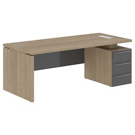 Стол письменный СП-064-25-05(R) Дуб Натуральный/Серый глянец 2000х900х750 KANON - Фото предпросмотра