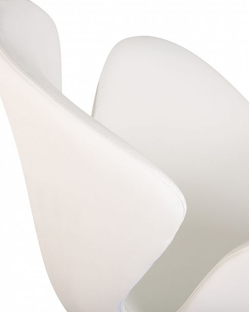 Кресло дизайнерское DOBRIN SWAN (белый кожзам P23, алюминиевое основание) - Вид 7
