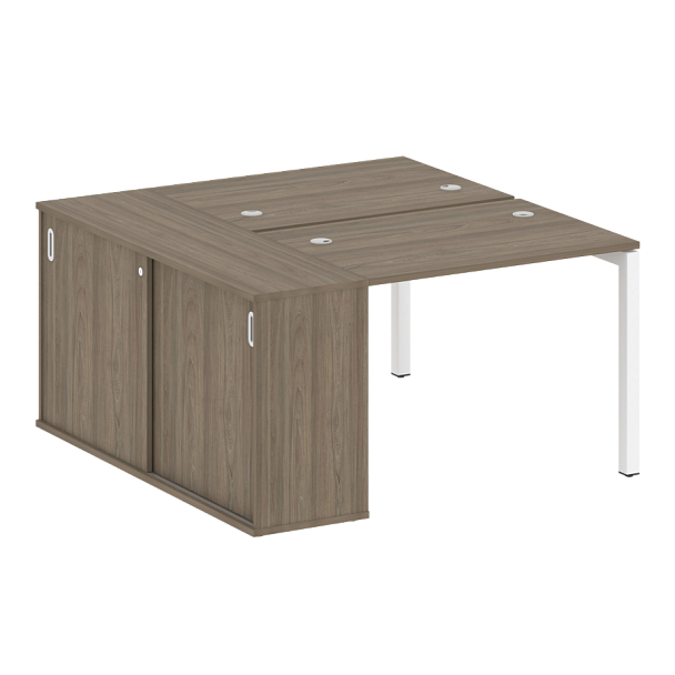 Metal System Quattro Р. ст. с шкафом-купе на П-образном м/к 50БП.РС-СШК-1.1 Т Вяз/Белый металл 1410*1475*750 - Вид 1